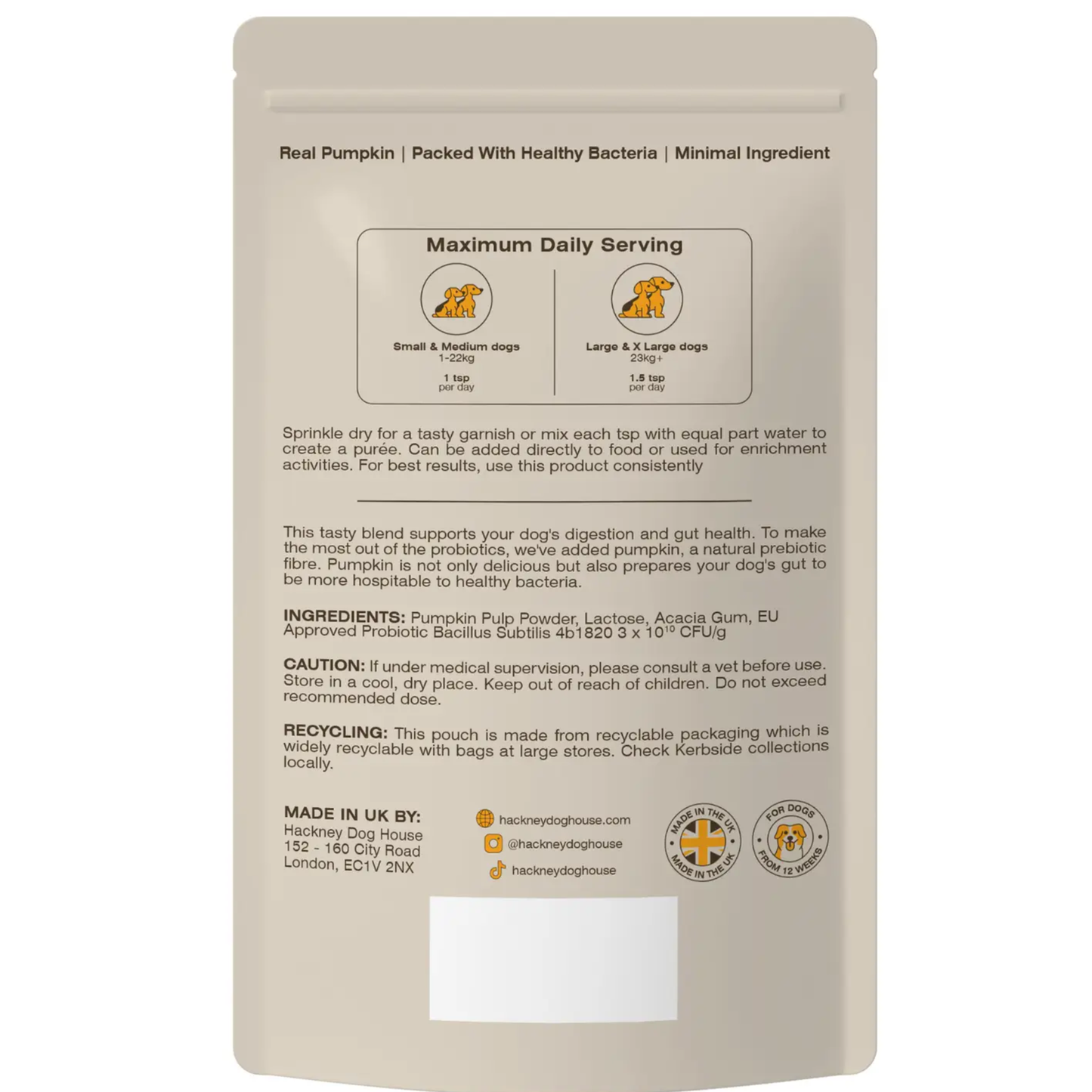 Pumpkin Probiotic Powder - Hackney Dog House