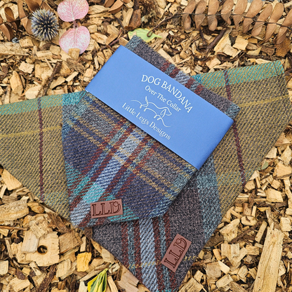 Dog Bandana - Bedlington - Wool like, check, plaid, tartan