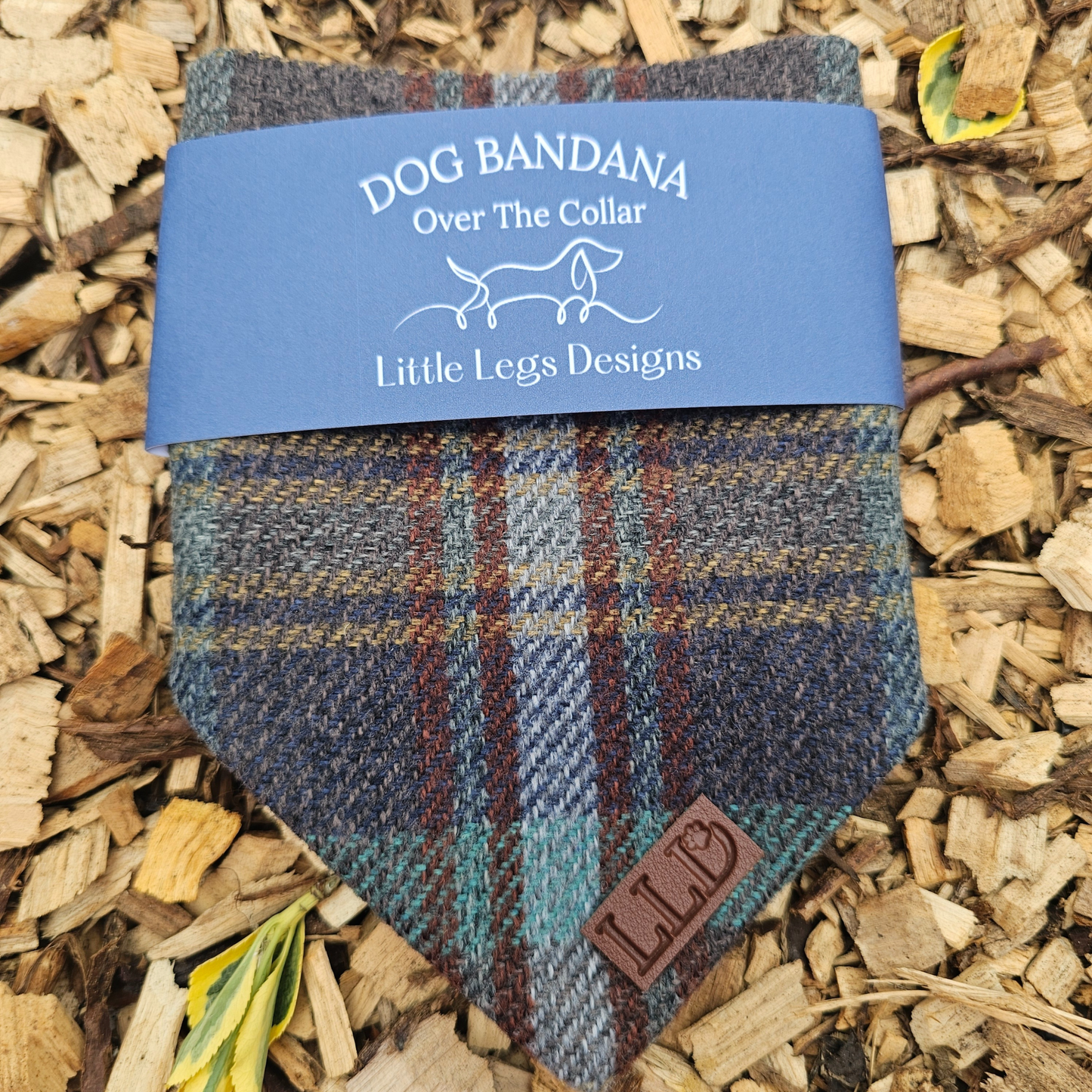Dog Bandana - Bedlington - Wool like, check, plaid, tartan