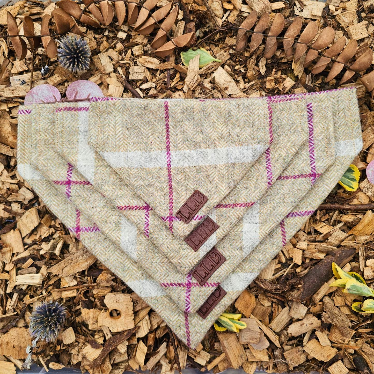 Dog Bandana - Barn Owl- Yorkshire tweed, check, plaid, tartan