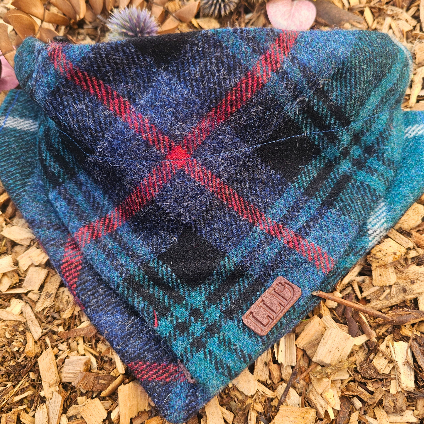 Dog Bandana -Riverside Blues - Yorkshire tweed, check, plaid, tartan
