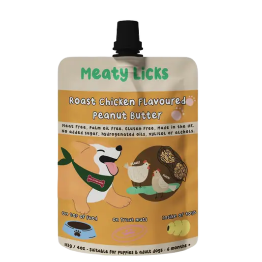 Meaty Licks - Roast Chicken Flavoured Peanut Butter Pouch For Dogs 113g4oz