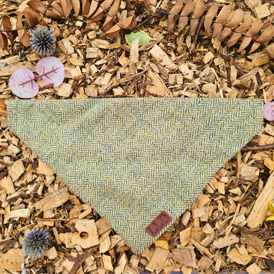 Dog Bandana -Marvellous Moss - Yorkshire tweed, check, plaid, tartan